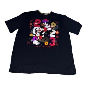 Disney T-Shirt Mens XL Black Excellent 2023 Lunar New Year of the Rabbit Graphic